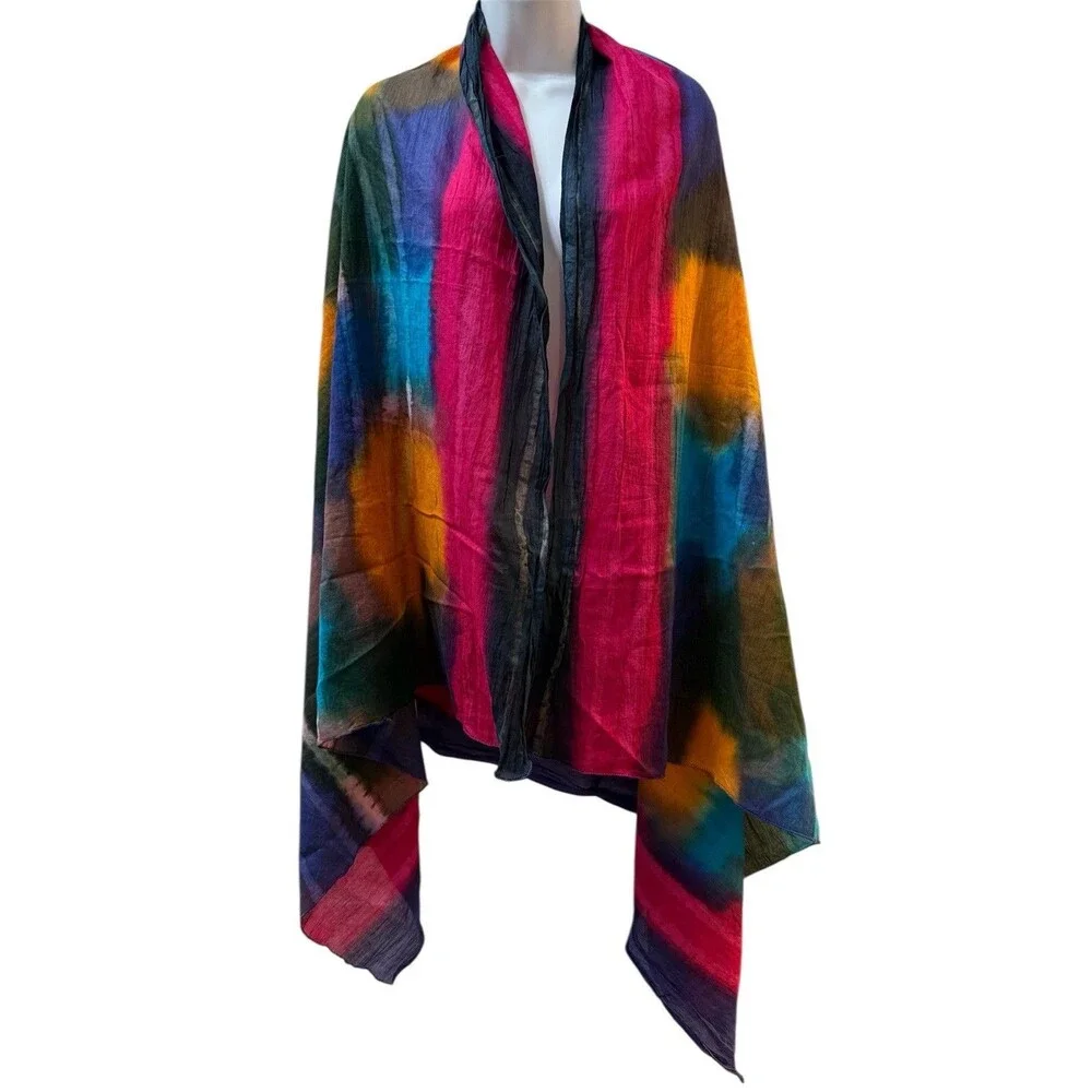 Global Girlfriend Tie Dye Scarf Wrap Multicolor Tie Dye 100% Cotton 68